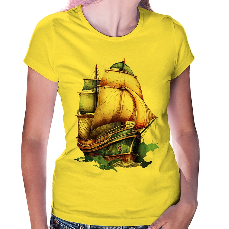 Baby Look Navio Vintage - Amarela