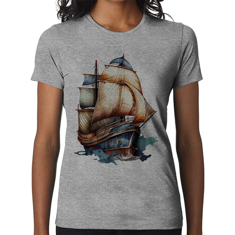 Baby Look Navio Vintage - Cinza