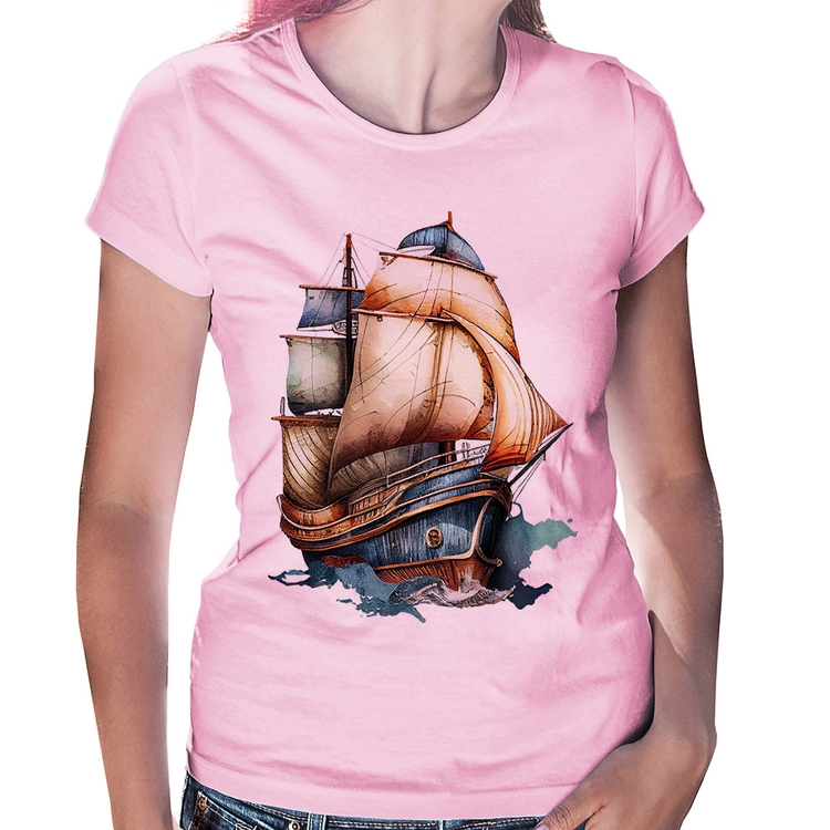 Baby Look Navio Vintage - Rosa Bebê