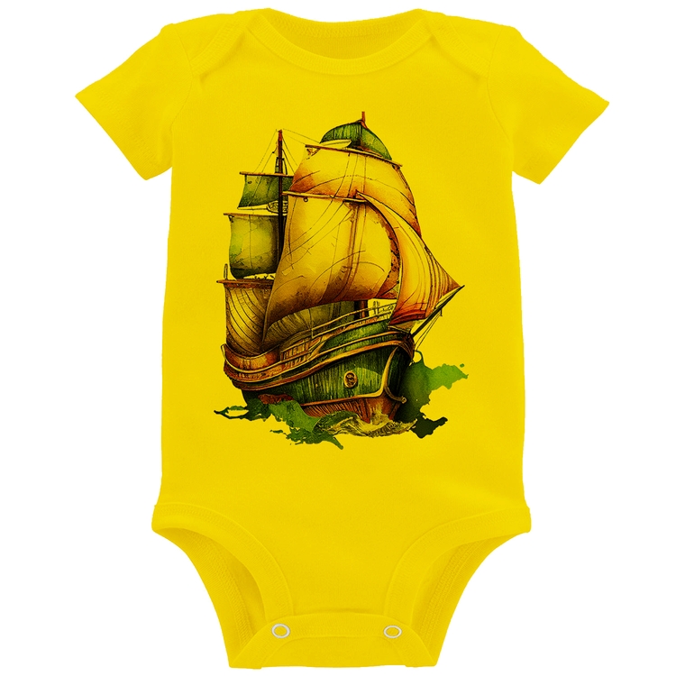 Body Bebê Navio Vintage - Amarelo