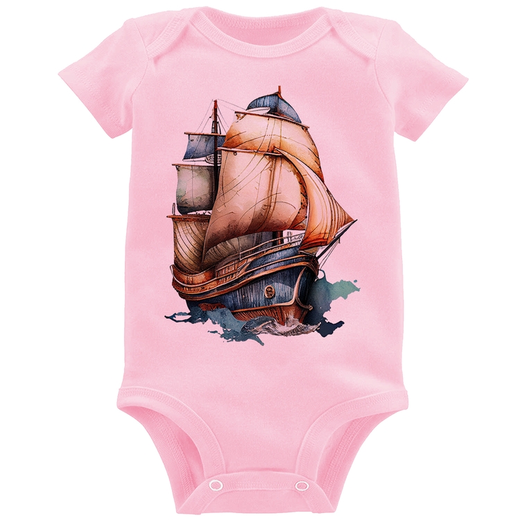 Body Bebê Navio Vintage - Rosa Bebê