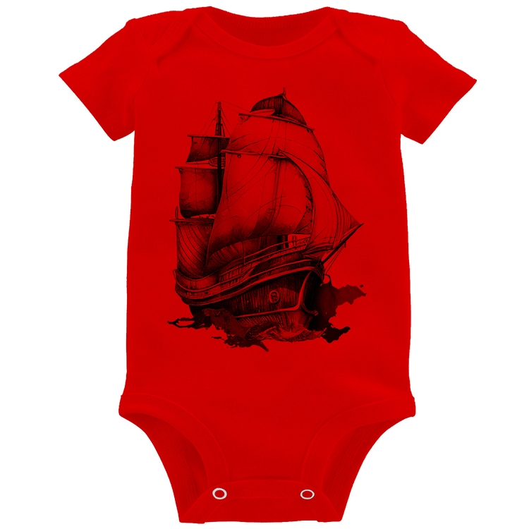 Body Bebê Navio Vintage - Vermelho