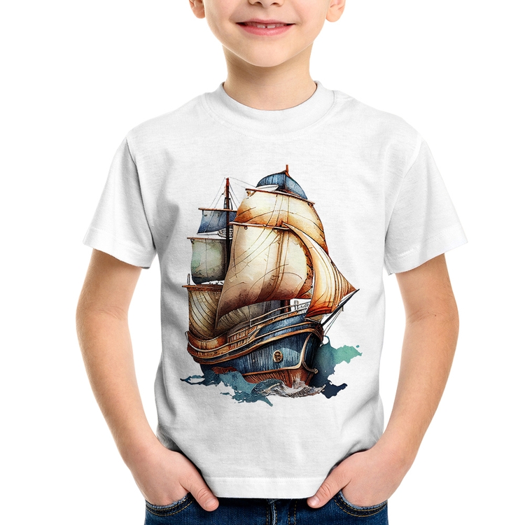 Camiseta Infantil Navio Vintage
