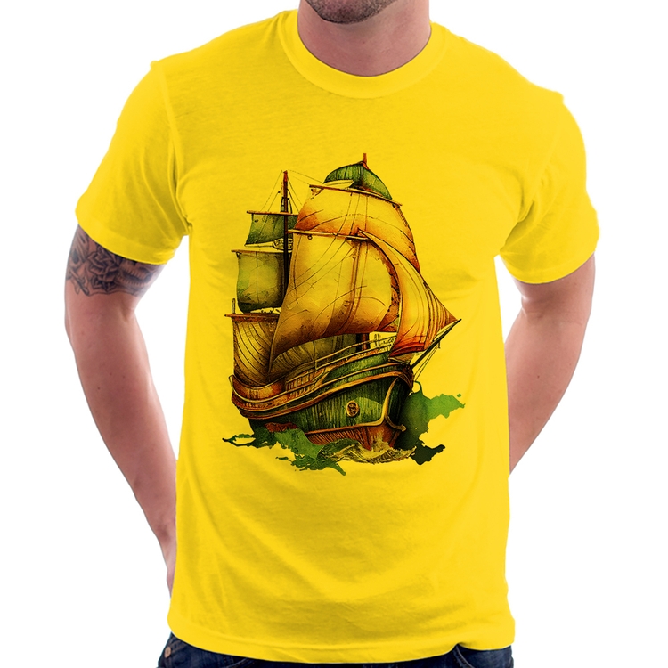 Camiseta Navio Vintage - Amarela