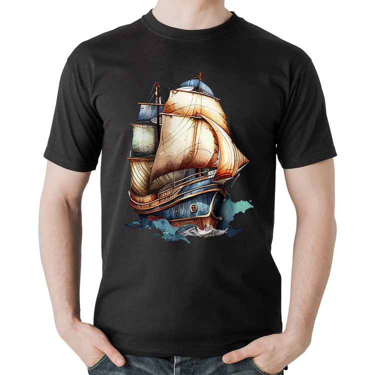 Camiseta Algodão Navio Vintage