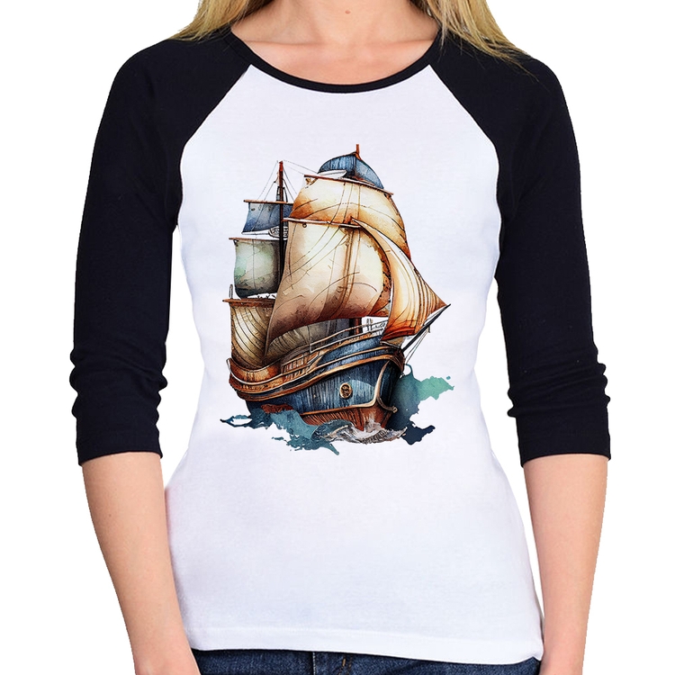 Baby Look Raglan Navio Vintage Manga 3/4