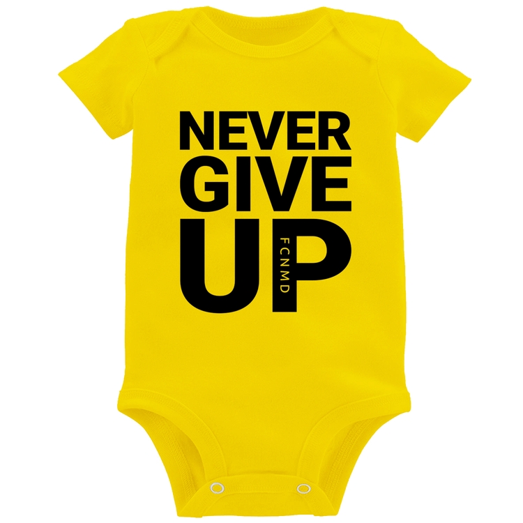 Body Bebê Never give up - Amarelo
