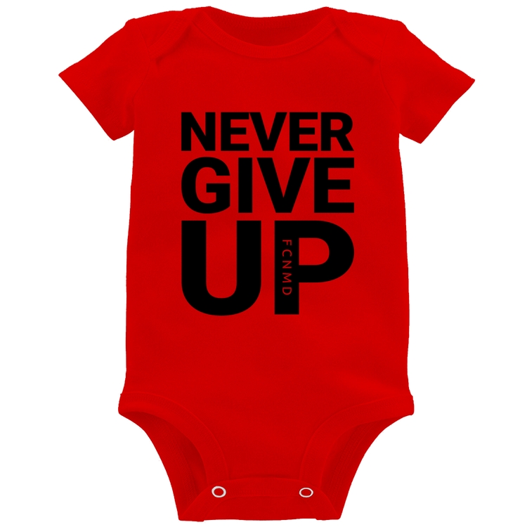 Body Bebê Never give up - Vermelho