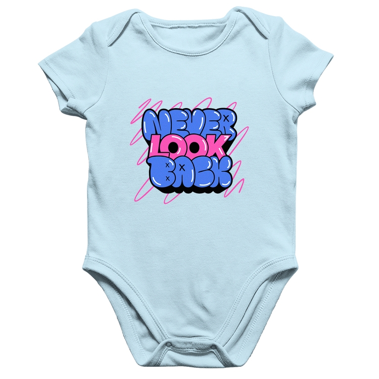 Body Bebê Algodão Never look back - Azul Bebê