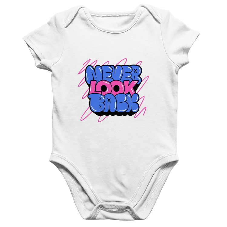 Body Bebê Algodão Never look back - Branco