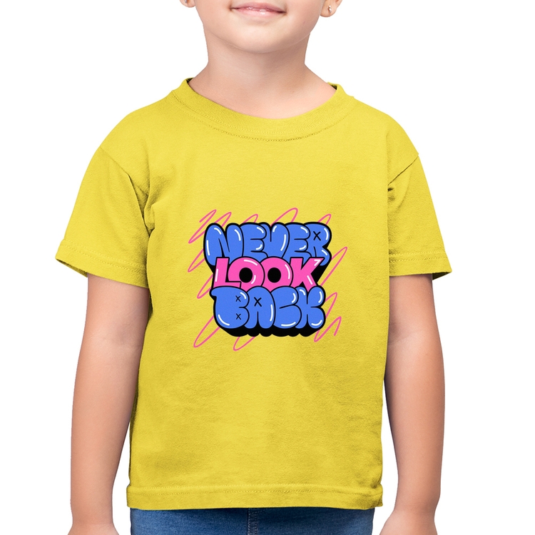 Camiseta Algodão Infantil Never look back - Amarelo Canário