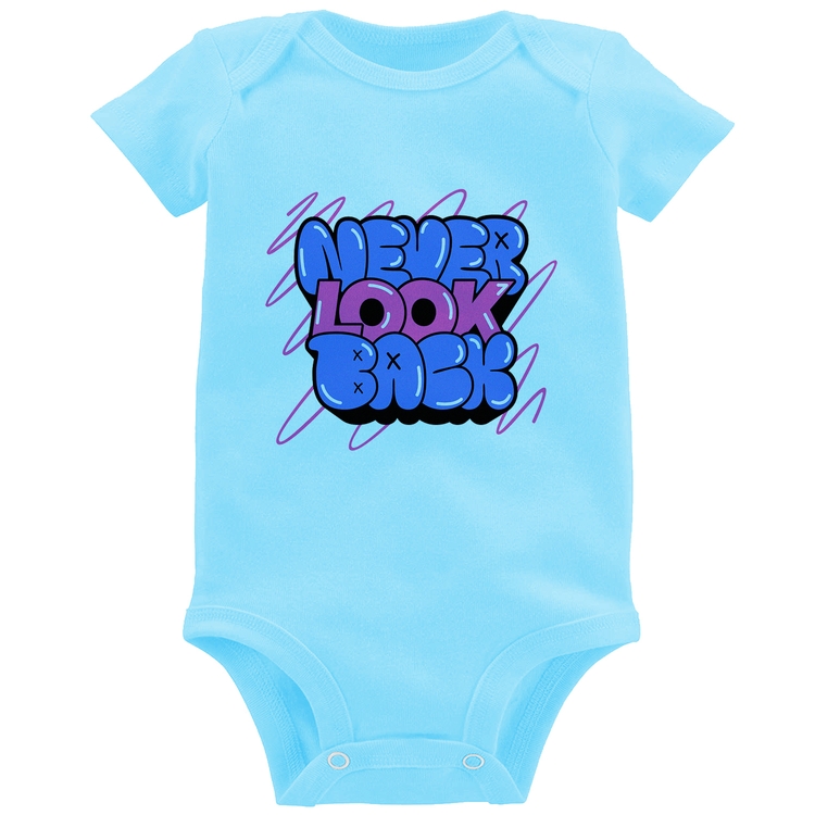 Body Bebê Never look back - Azul Bebê