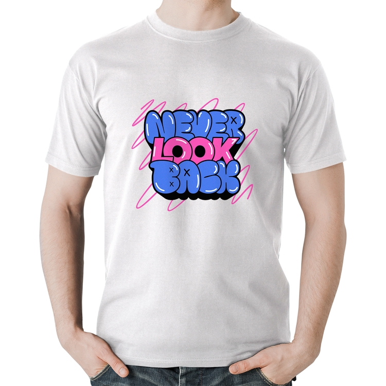 Camiseta Algodão Never look back - Branca