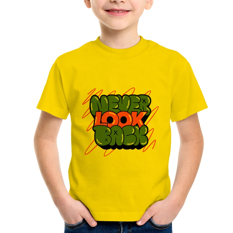 Camiseta Infantil Never look back - Amarela