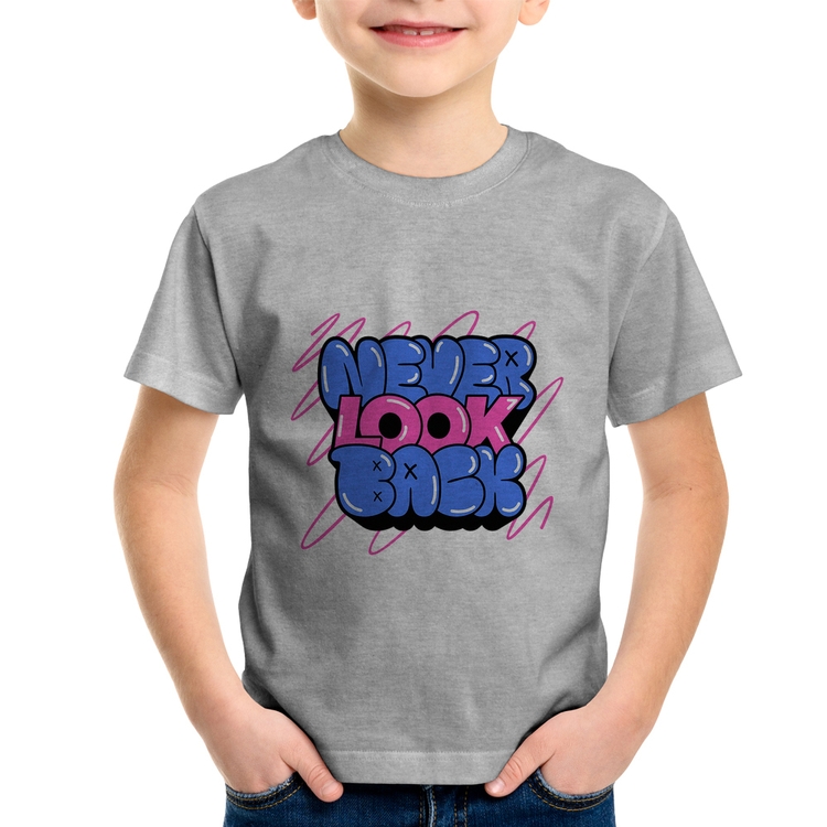 Camiseta Infantil Never look back - Cinza