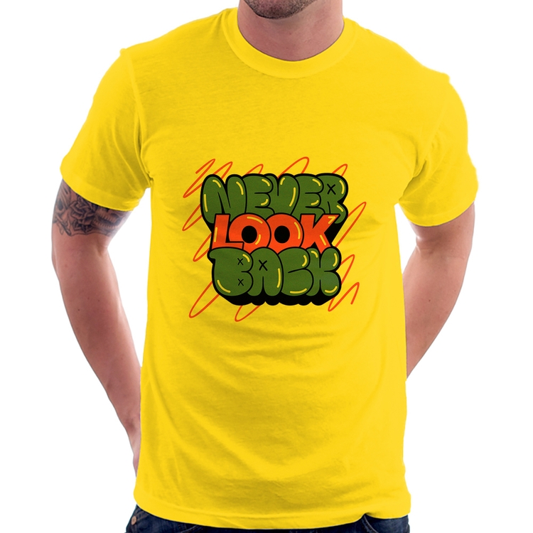 Camiseta Never look back - Amarela