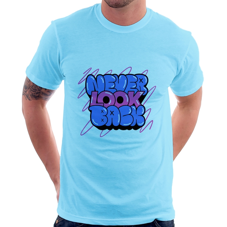 Camiseta Never look back - Azul Bebê