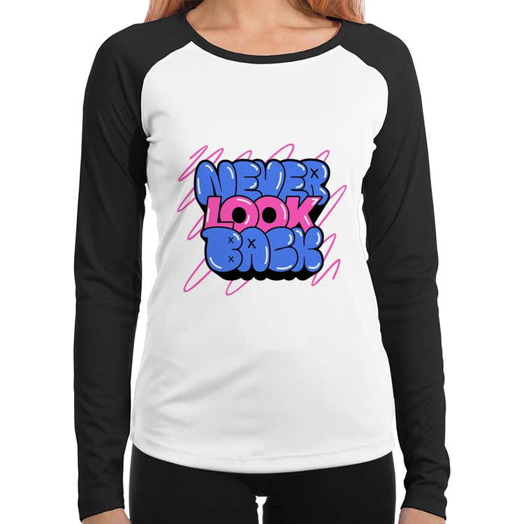 Baby Look Raglan Never look back Manga Longa