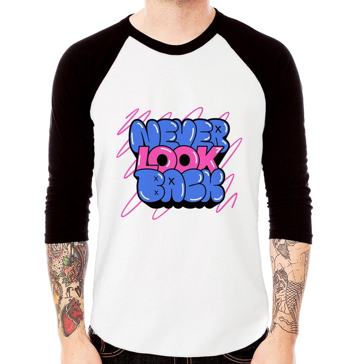 Camiseta Raglan Never look back Manga 3/4