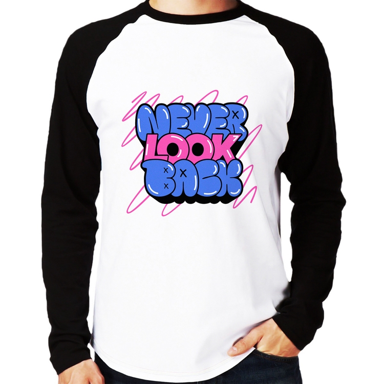 Camiseta Raglan Never look back Manga Longa