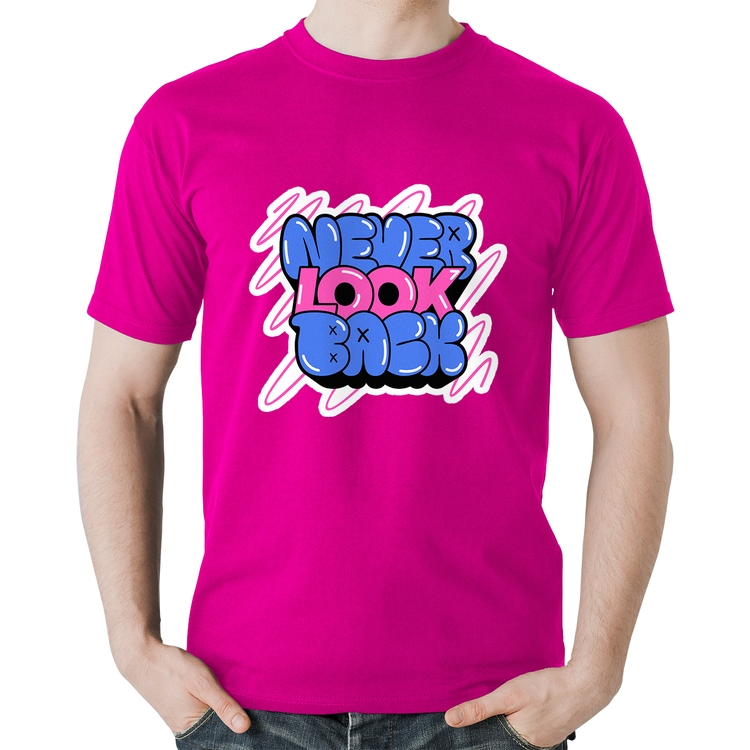 Camiseta Algodão Never look back - Rosa