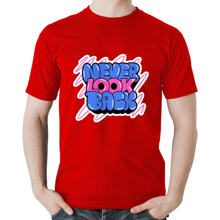 Camiseta Algodão Never look back - Vermelha