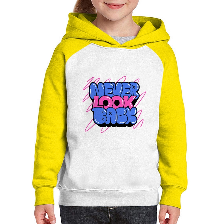 Moletom Infantil Never look back - Branco/Amarelo