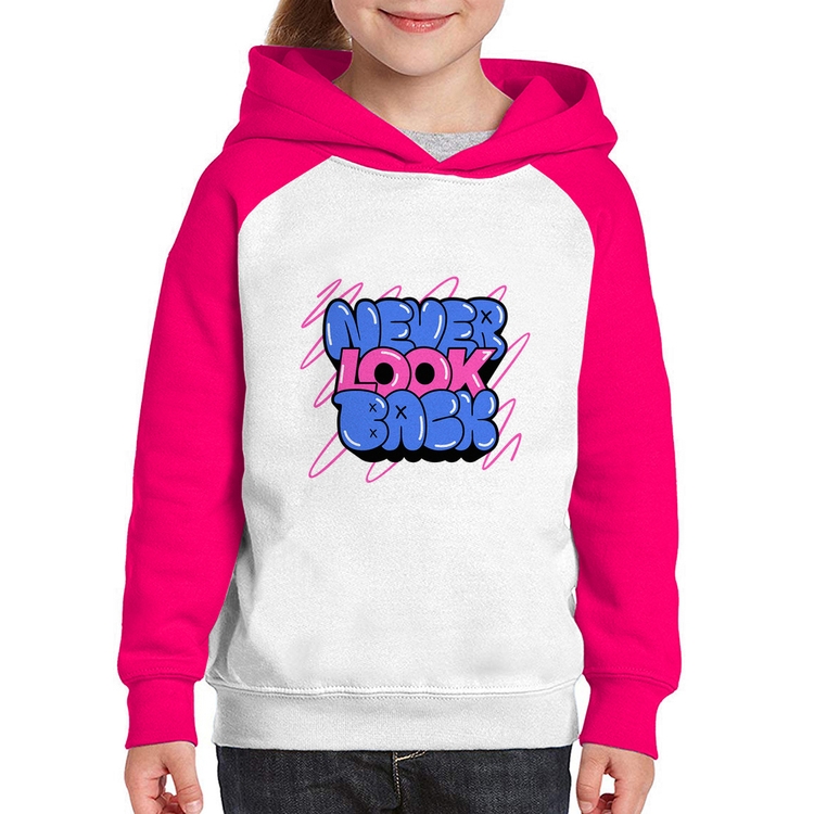 Moletom Infantil Never look back - Branco/Rosa
