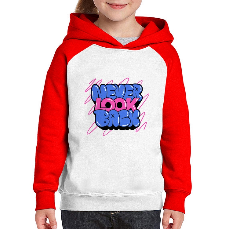 Moletom Infantil Never look back - Branco/Vermelho