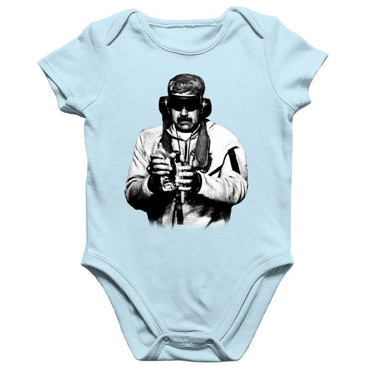 Body Bebê Algodão Nicolás Maduro Preso - Azul Bebê