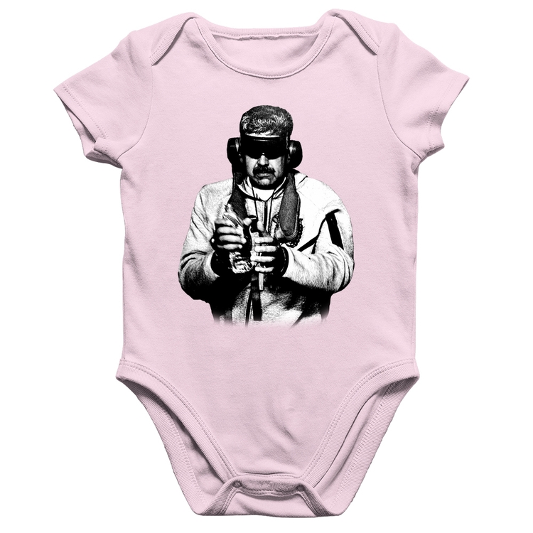 Body Bebê Algodão Nicolás Maduro Preso - Rosa Bebê
