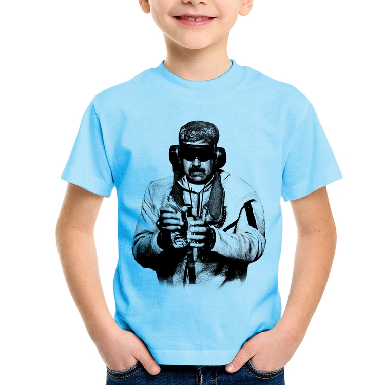 Camiseta Infantil Nicolás Maduro Preso - Azul Bebê