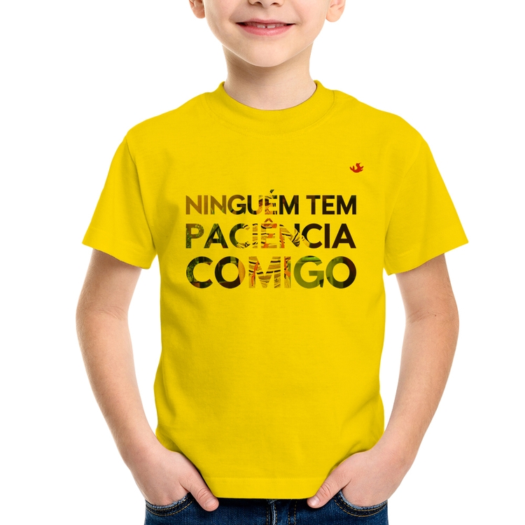 Camiseta Infantil Ninguém tem paciência comigo - Amarela