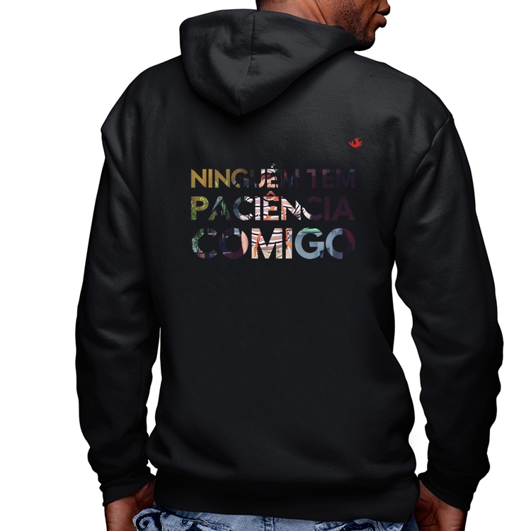 Blusa Moletom Ninguém tem paciência comigo Masculina com Capuz e Zíper