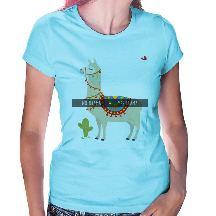 Baby Look No Drama Yes Llama - Azul Bebê