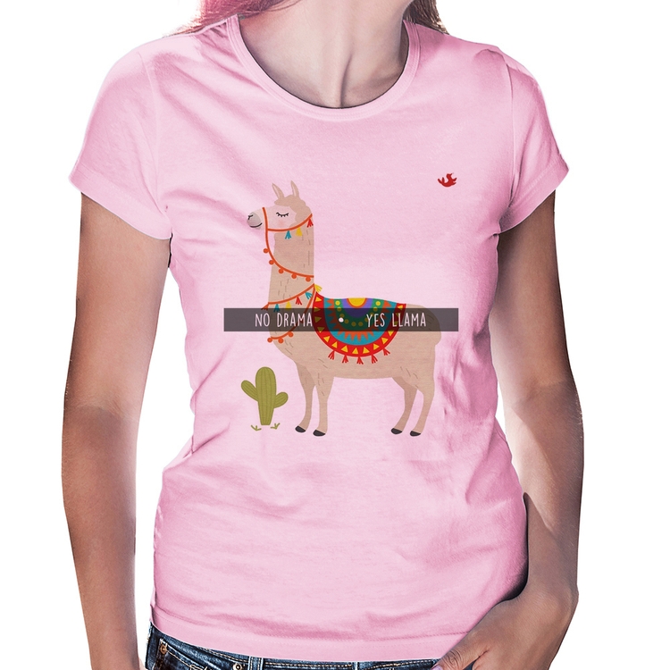 Baby Look No Drama Yes Llama - Rosa Bebê
