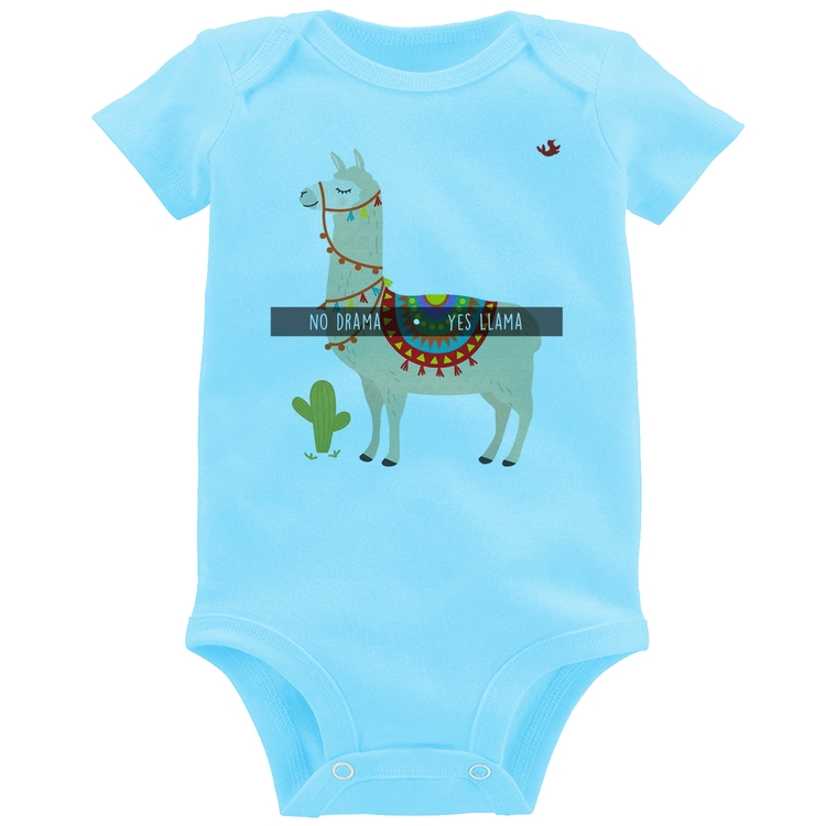 Body Bebê No Drama Yes Llama - Azul Bebê