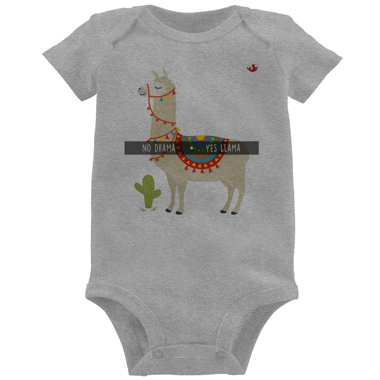 Body Bebê No Drama Yes Llama - Cinza