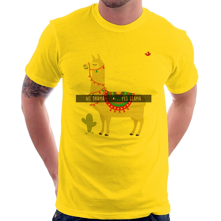Camiseta No Drama Yes Llama - Amarela