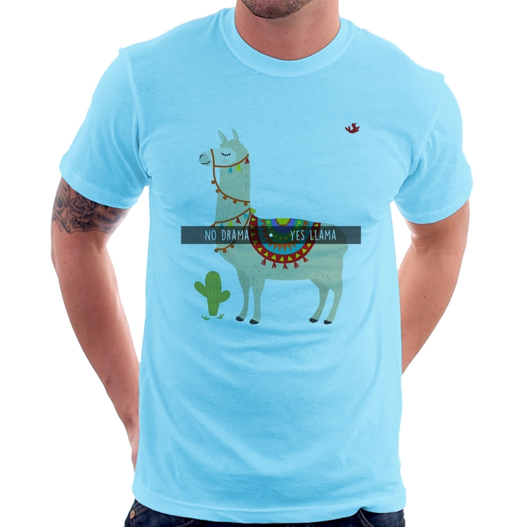 Camiseta No Drama Yes Llama - Azul Bebê