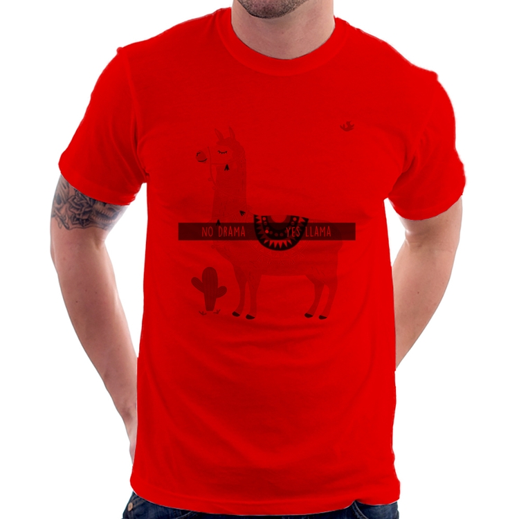 Camiseta No Drama Yes Llama - Vermelha