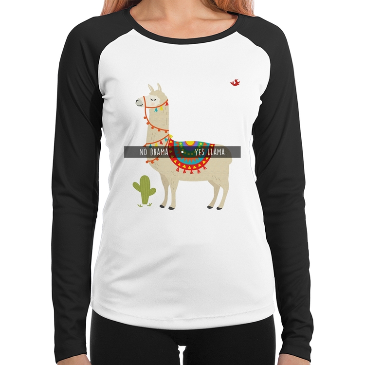 Baby Look Raglan No Drama Yes Llama Manga Longa