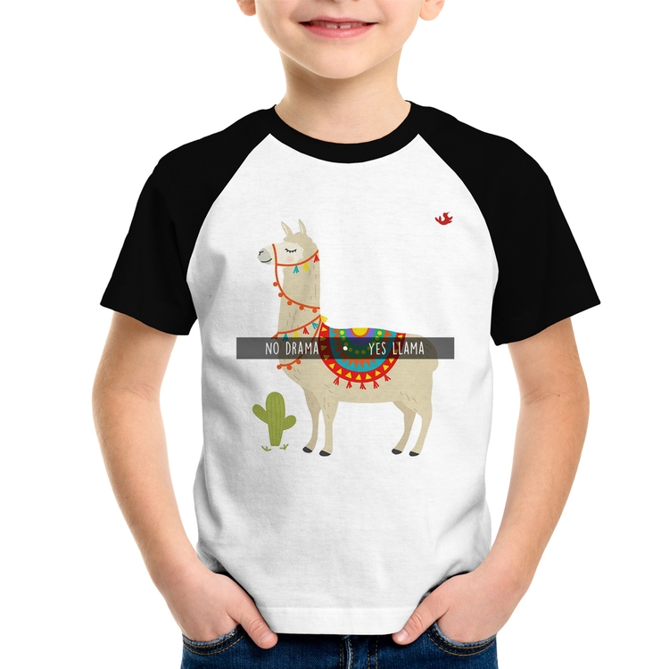 Camiseta Raglan Infantil No Drama Yes Llama