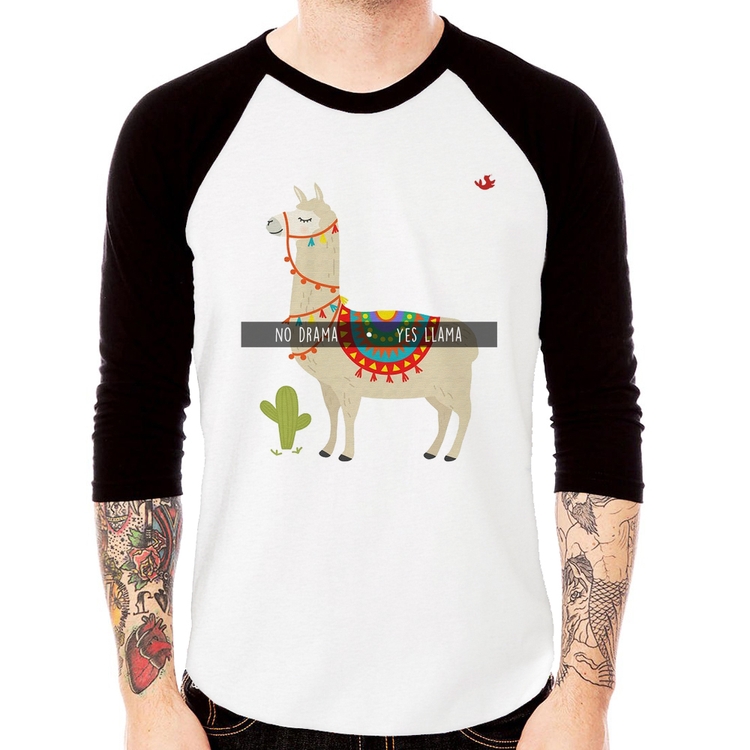 Camiseta Raglan No Drama Yes Llama Manga 3/4