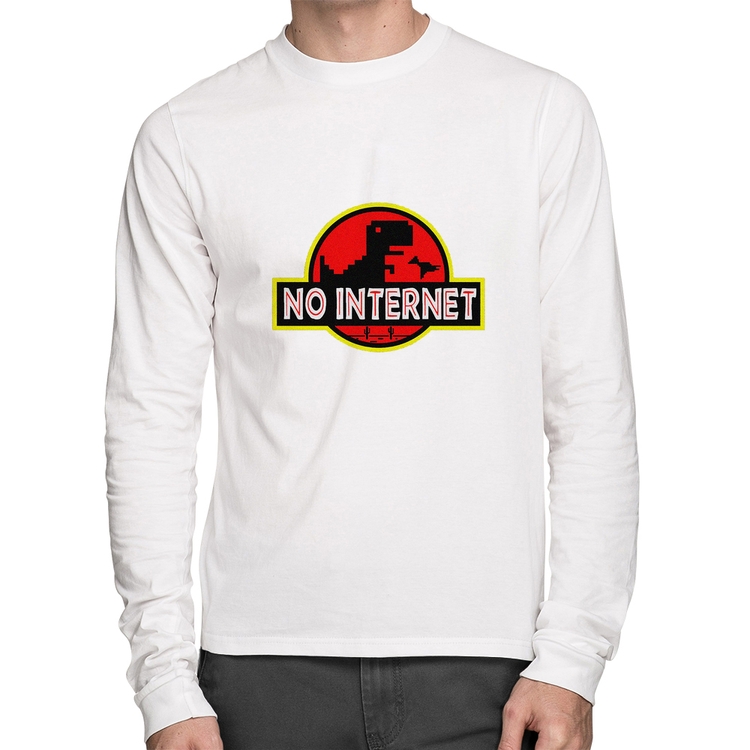 Camiseta Algodão No internet Manga Longa - Branca
