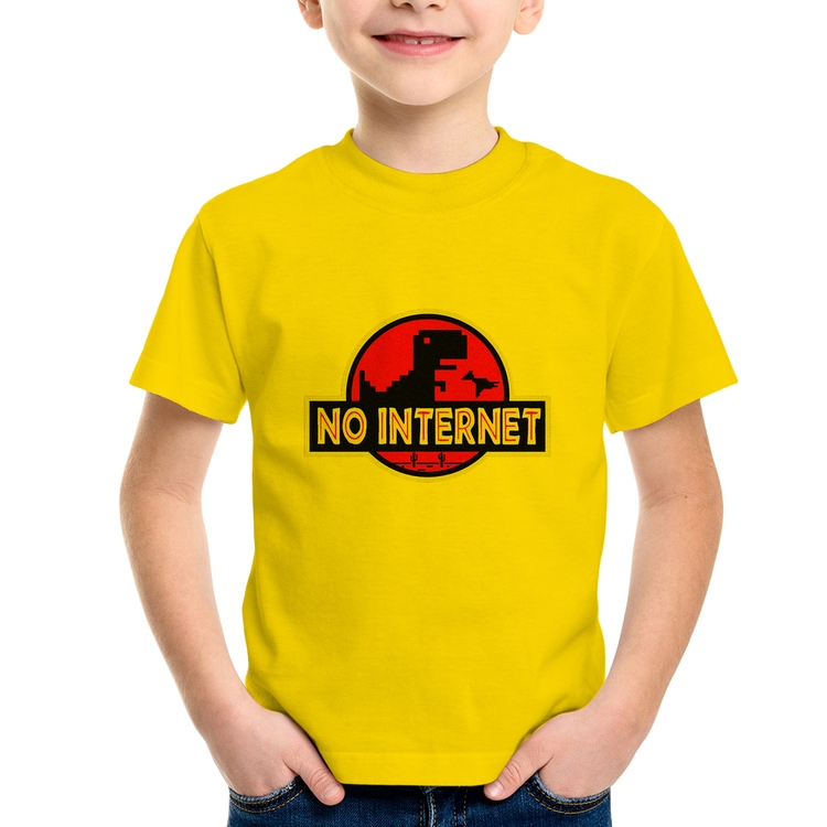 Camiseta Infantil No internet - Amarela