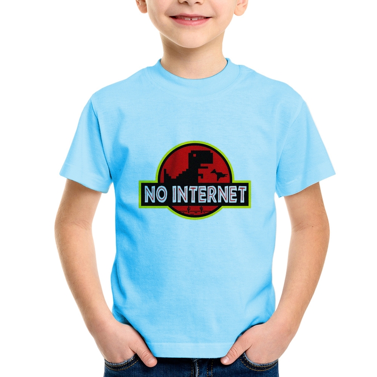 Camiseta Infantil No internet - Azul Bebê