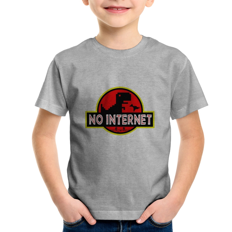 Camiseta Infantil No internet - Cinza