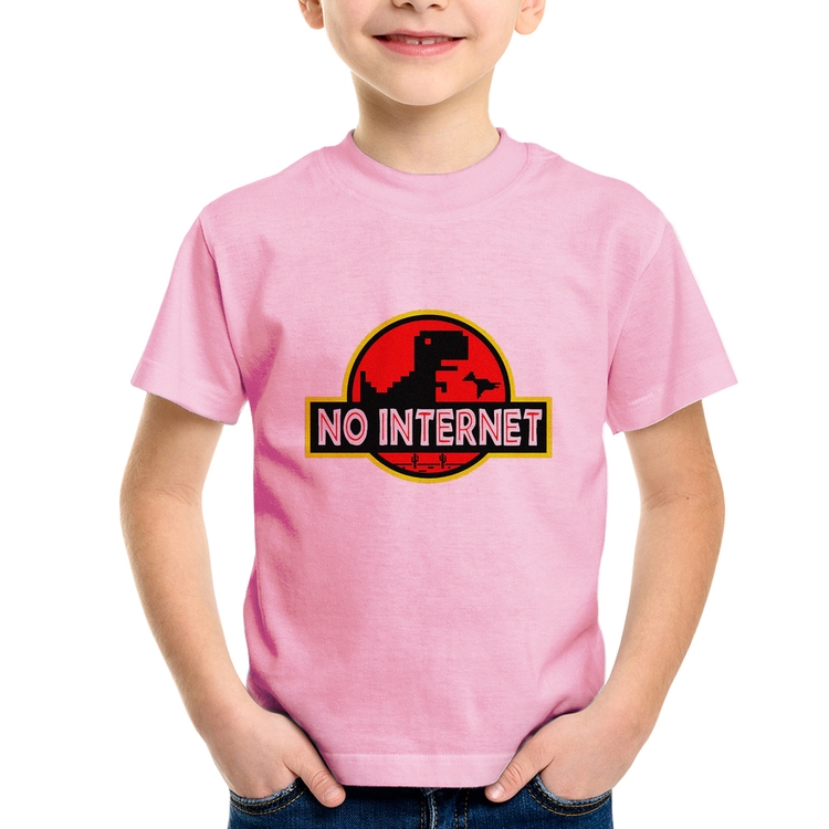 Camiseta Infantil No internet - Rosa Bebê