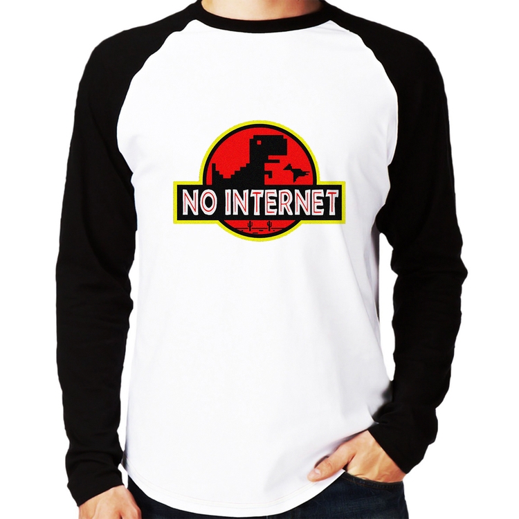 Camiseta Raglan No internet Manga Longa